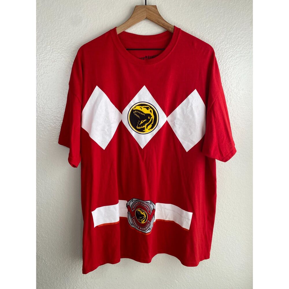 Mighty Morphin Power Rangers Mens XXL Red Ranger Costume Graphic T Shirt Hasbro